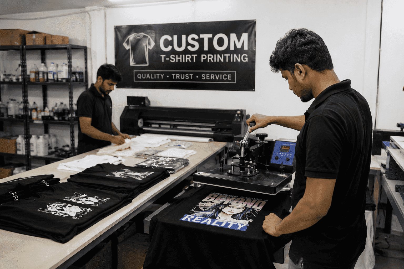 Best T Shirt Printing Services in Delhi by Mikku Print with advanced custom tshirt printing machine