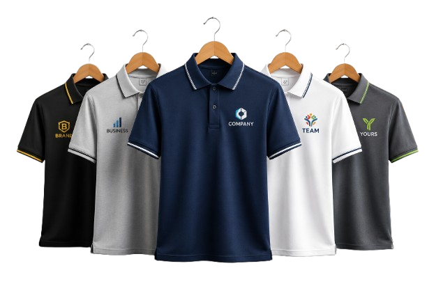 Custom corporate polo T shirt printing services in Delhi NCR for businesses, startups and office staff uniforms